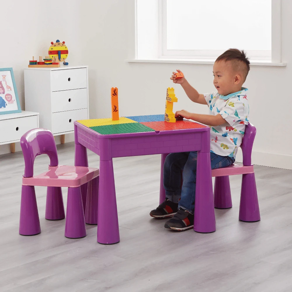 Liberty House Toys 5-in-1 Purple Activity Table And 2 Chairs Set - Image 5