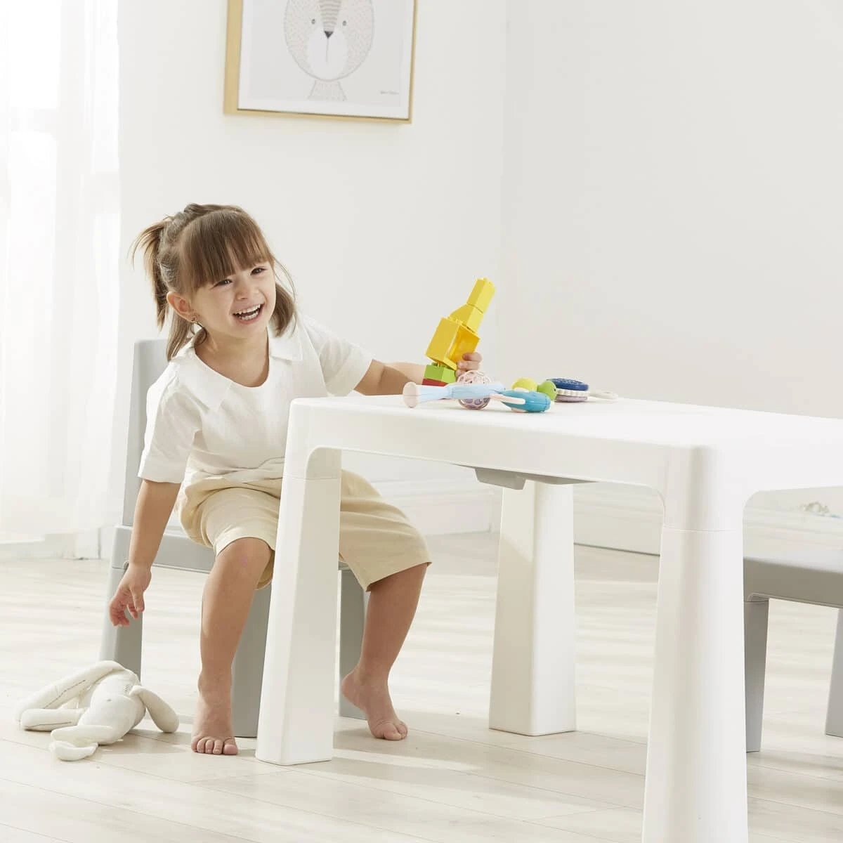 Liberty House Toys Grey Kids Height Adjustable Table And Chairs Set - Image 4
