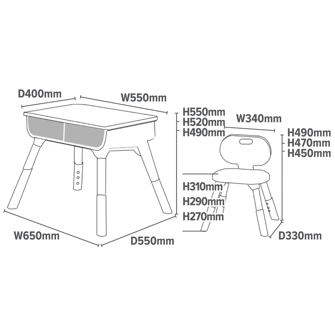 Liberty House Toys Scandi Height Adjustable Table And Chair Set - Image 4