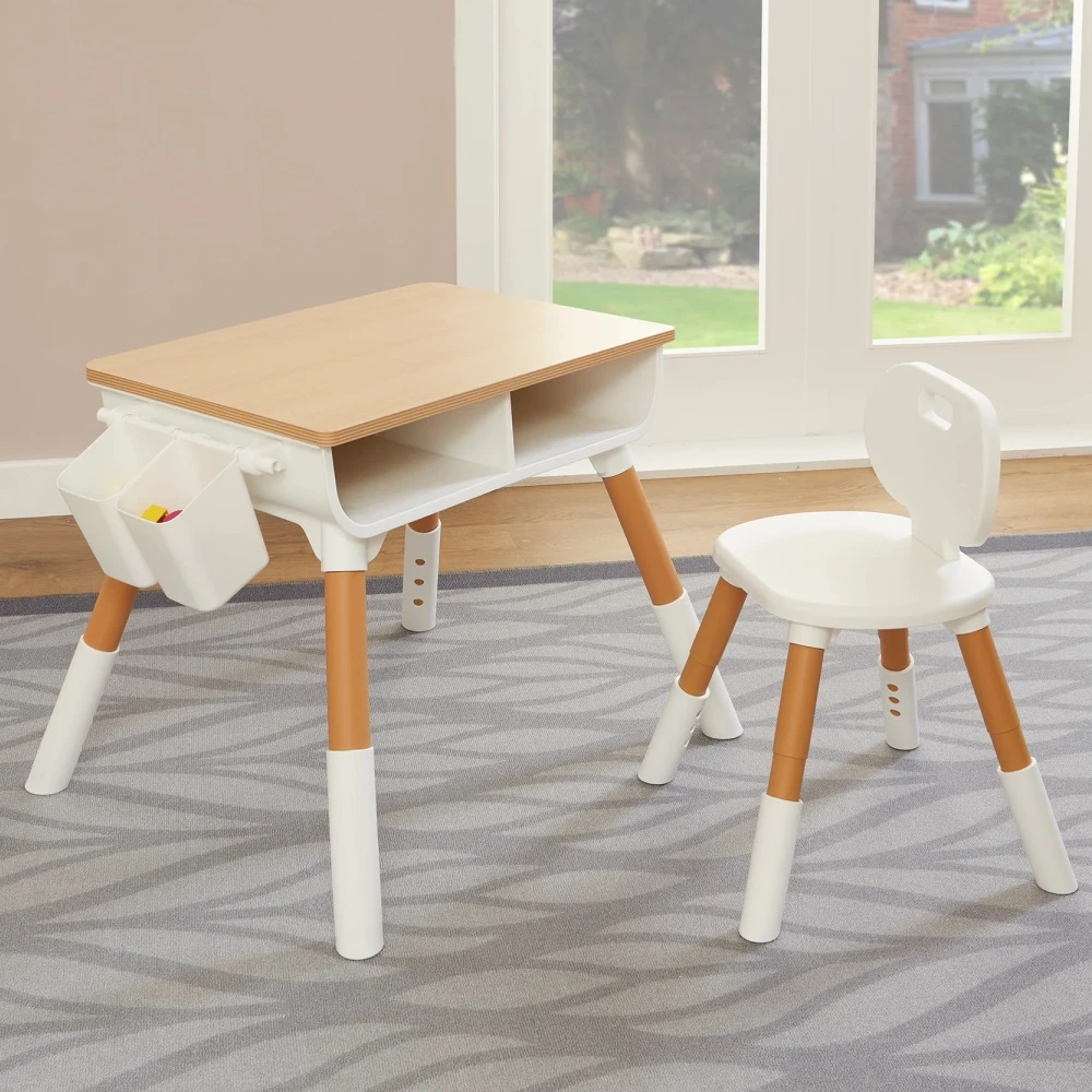 Liberty House Toys Scandi Pine Height Adjustable Table And Chair Set