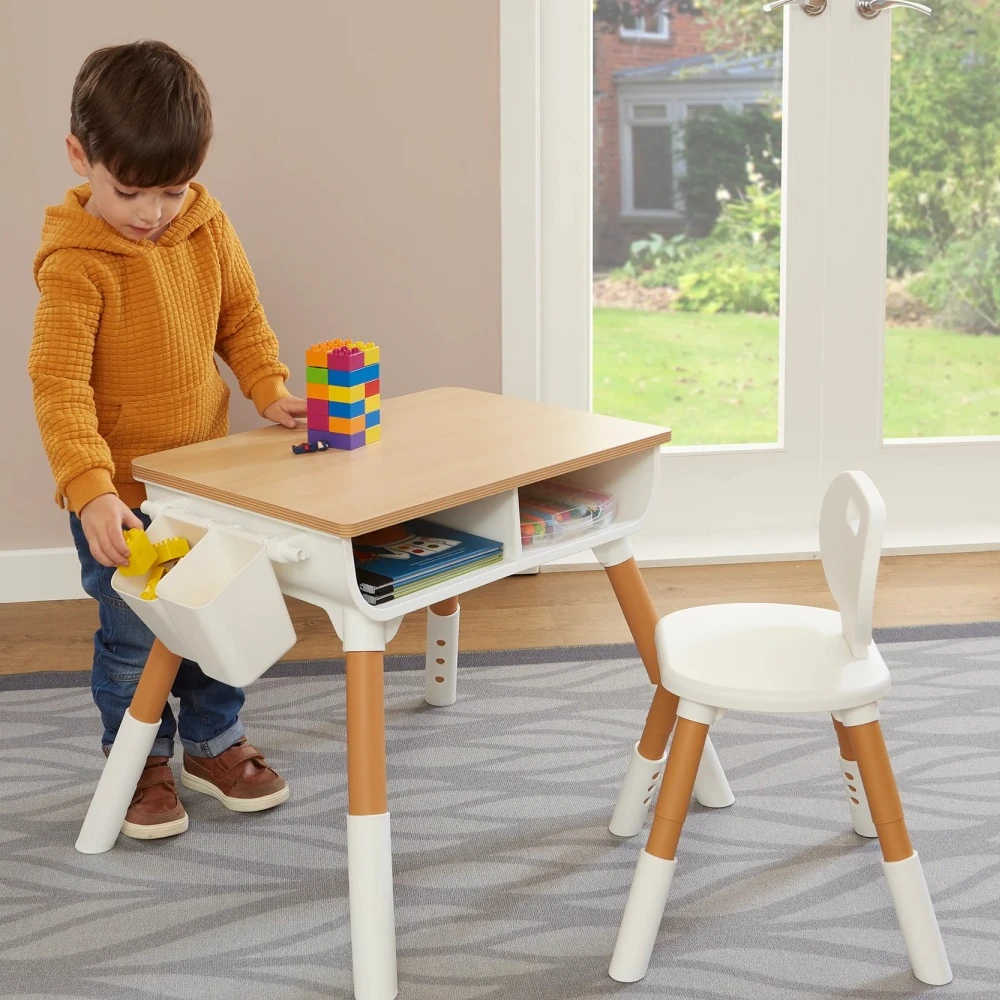 Liberty House Toys Scandi Pine Height Adjustable Table And Chair Set - Image 2