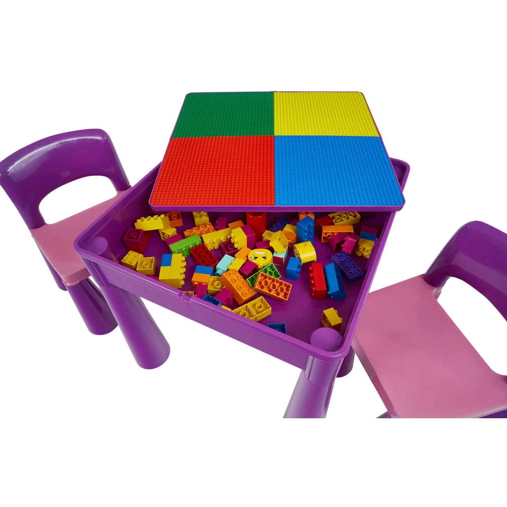 Liberty House Toys 5-in-1 Purple Activity Table And 2 Chairs Set - Image 4