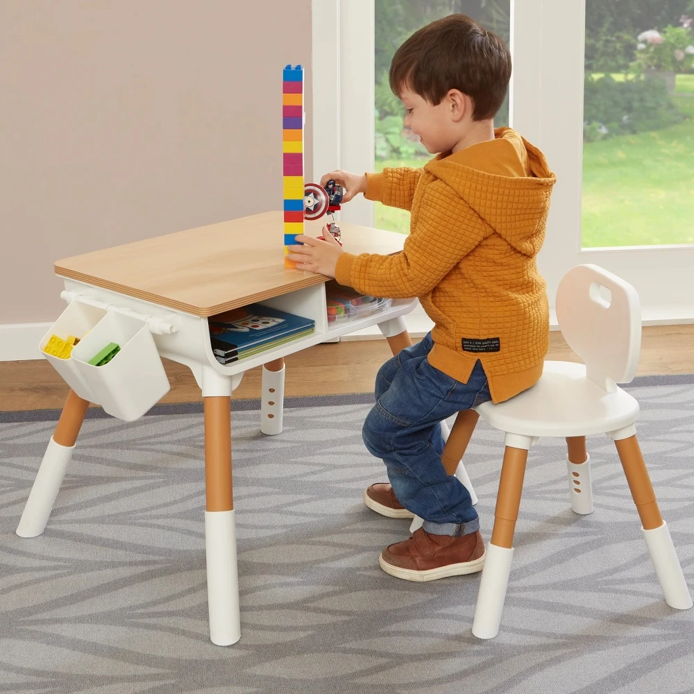 Liberty House Toys Scandi Pine Height Adjustable Table And Chair Set - Image 3