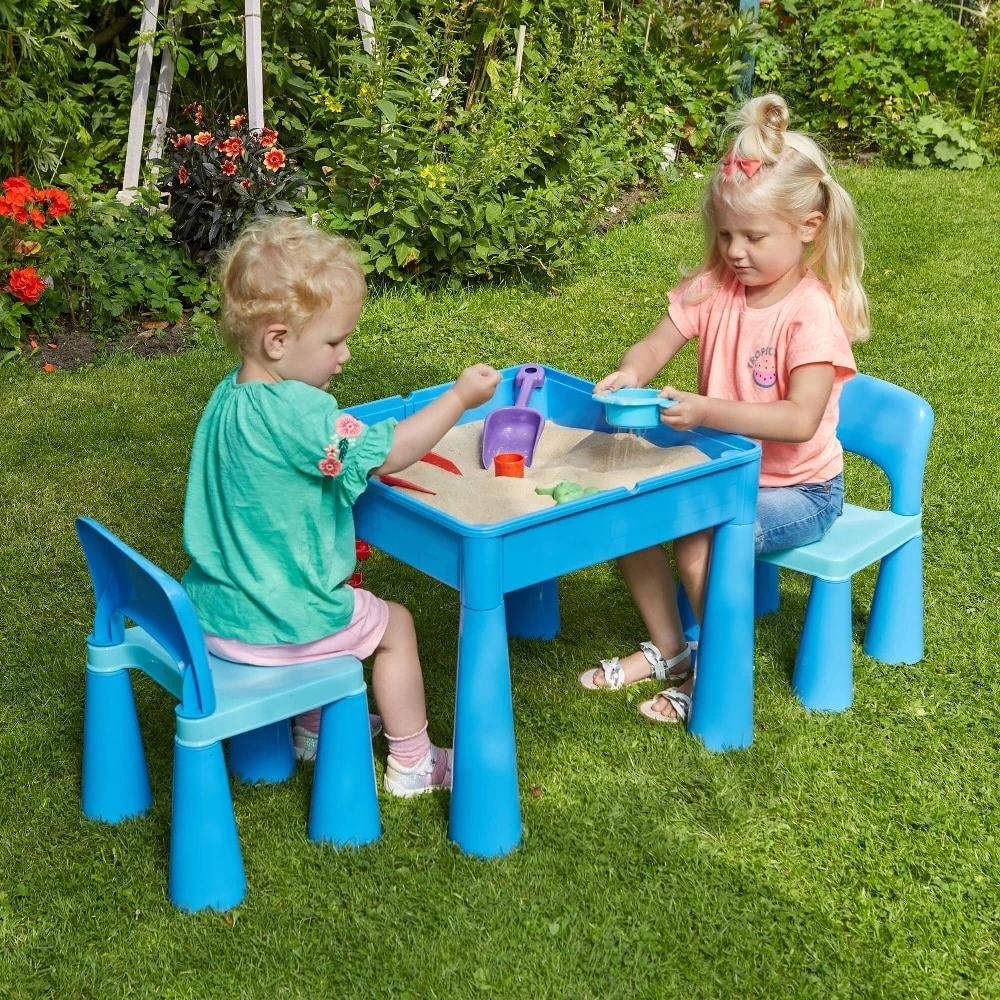 Liberty House Toys 5-in-1 Blue Activity Table And 2 Chairs Set - Image 2