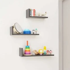 Tutti Bambini Rio Set Of Three L-Shaped Wall Shelves – Slate Grey
