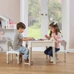 Liberty House Toys Kids Grey Square 5-in-1 Activity Table And 2 Chairs