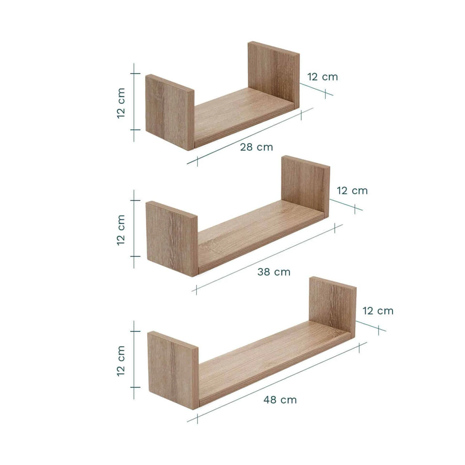 Tutti Bambini Modena Nursery Room Set Of 3 Shelves – Oak - Image 2