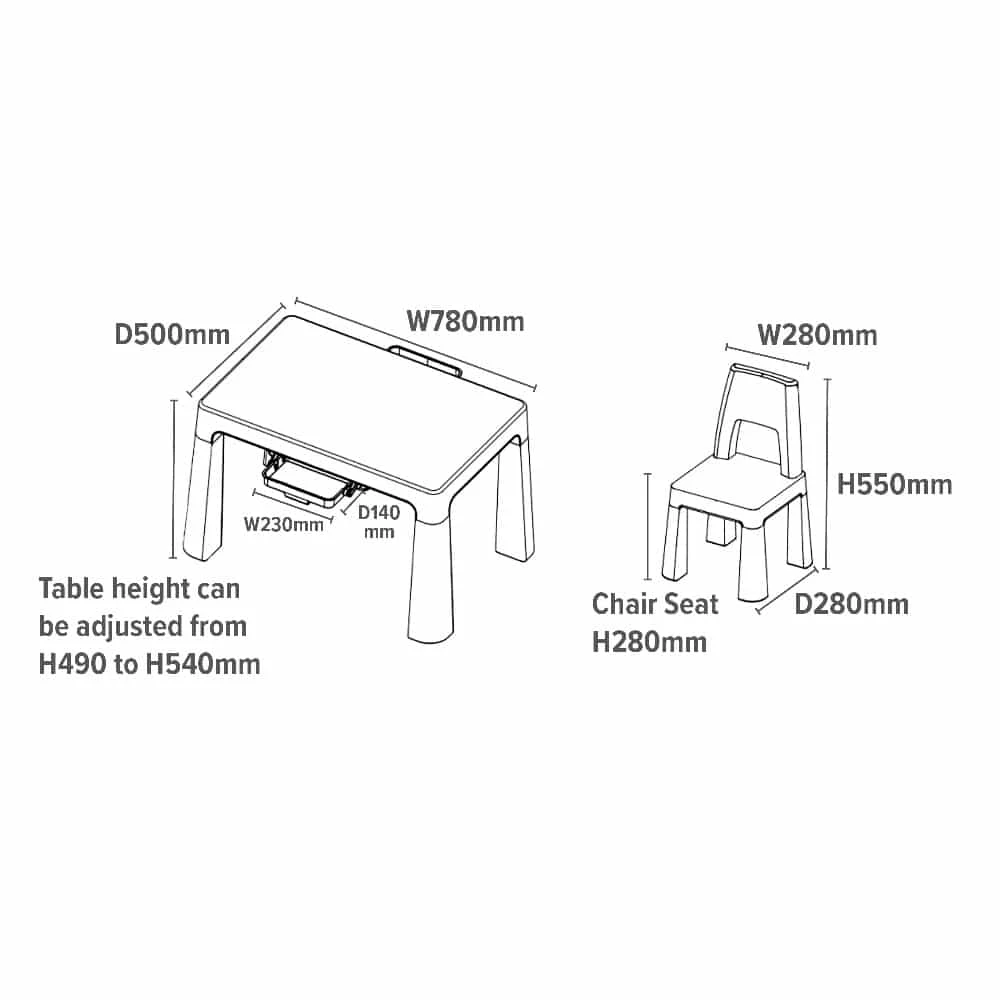Liberty House Toys Grey Kids Height Adjustable Table And Chairs Set - Image 11